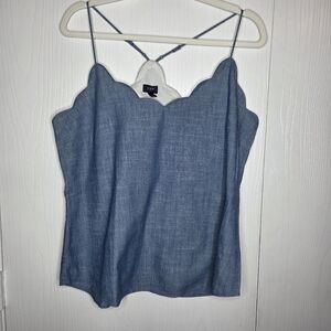 J. Crew Light Blue Scallop Neck Spaghetti Strap Camisole-Size 12